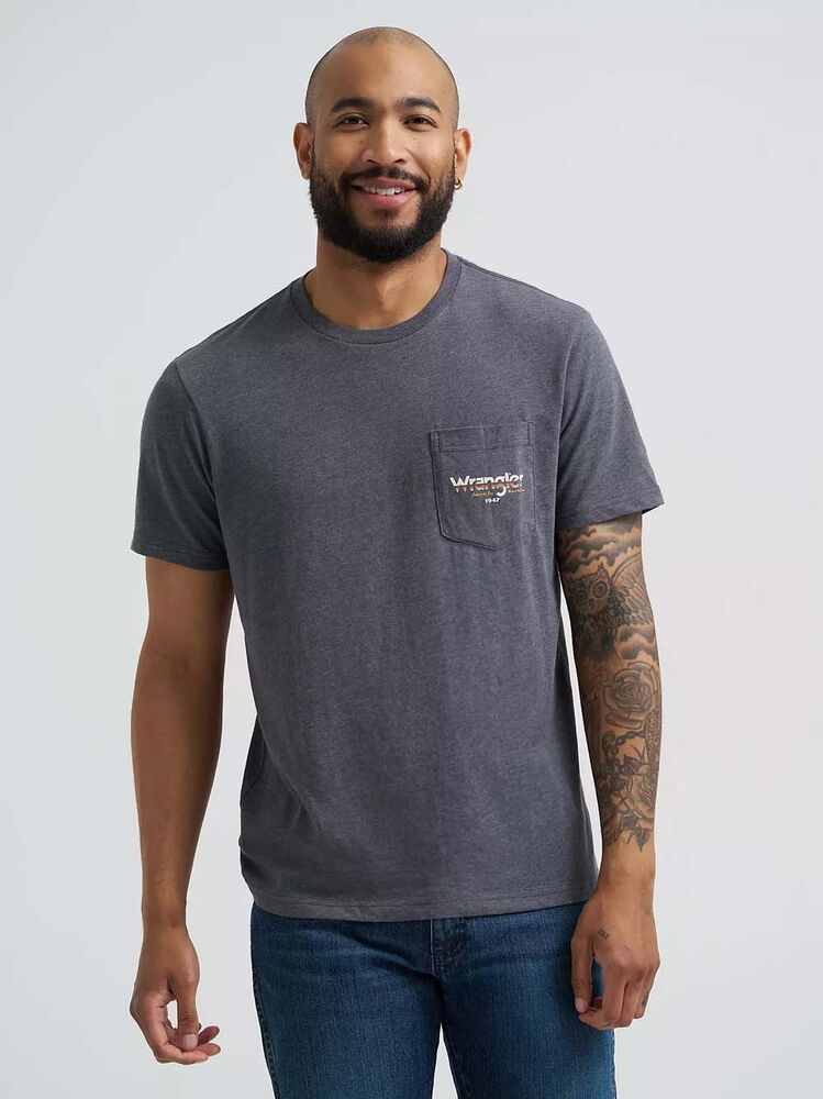 image of Men's Graphic Short Sleeve Shirt, Charcoal
