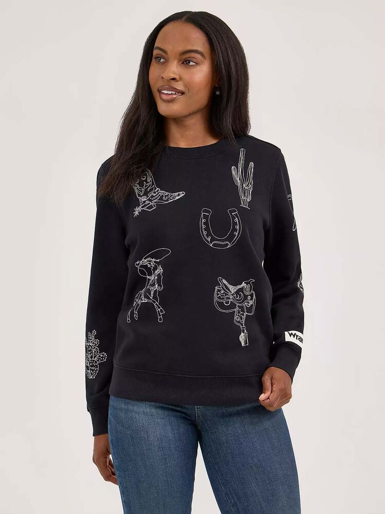 image of Women's Icons Pullover Sweater, Black