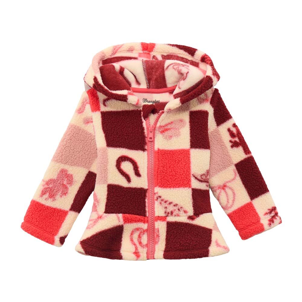 image of Little Girl's Full Zip Sherpa Sweater, Pink