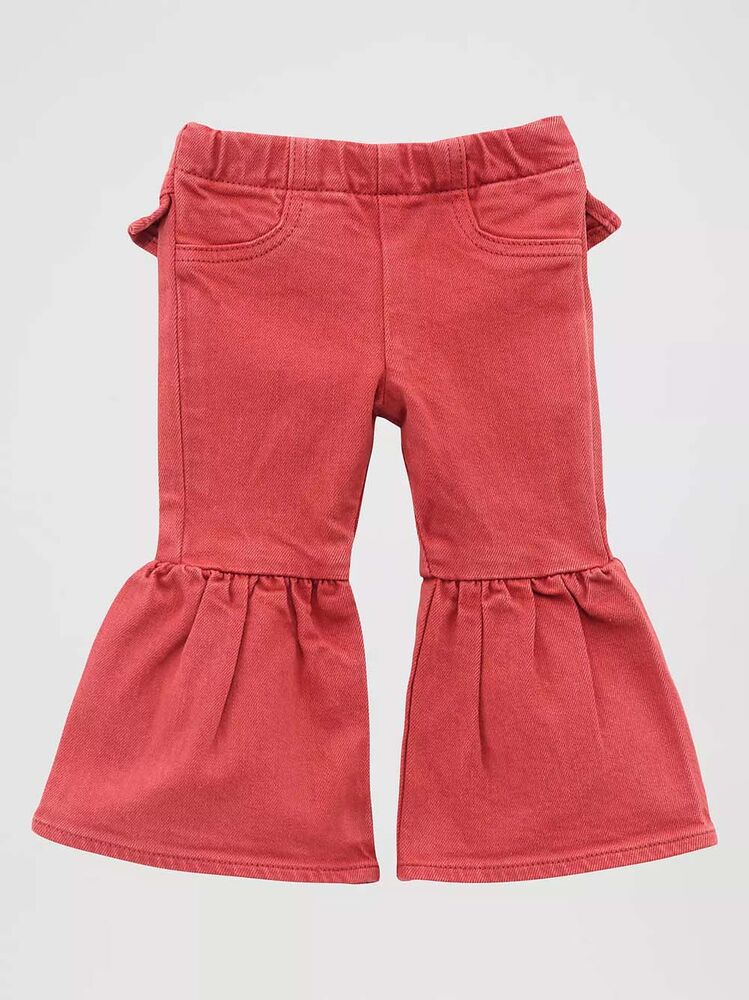 image of Girl's Vibrant Ruffle Flare Jean, Chili
