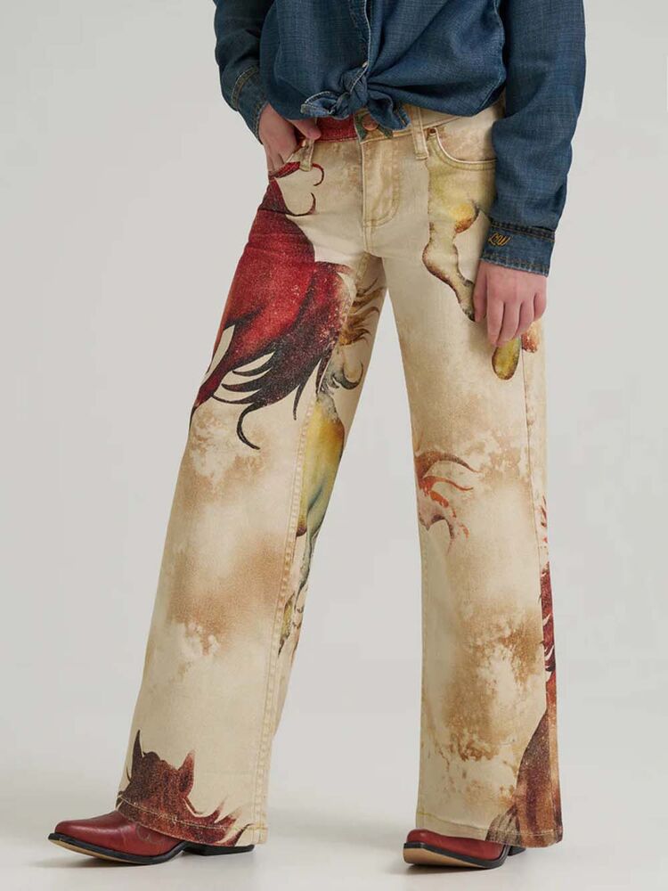 image of Girl's Lainey Wilson Mid-Rise Wide Flare Jean, Multi