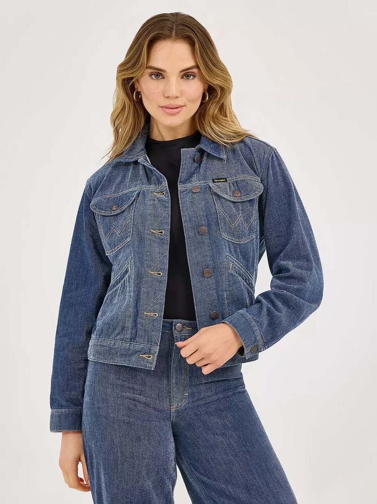 image of Women's Airy Denim Jacket, True Denim