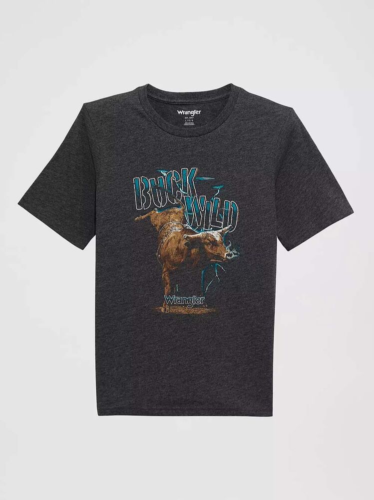 image of Boy's Graphic Logo Short Sleeve T-Shirt, Buck Wild Black