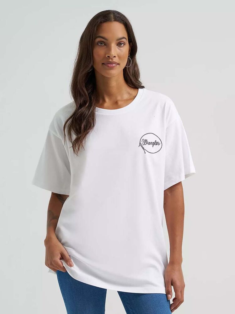 image of Women's Rodeo Snaps Oversized Short Sleeve Tee, White