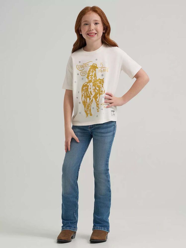 image of Girl's Lainey Wilson Country Cool Oversized T-Shirt, White