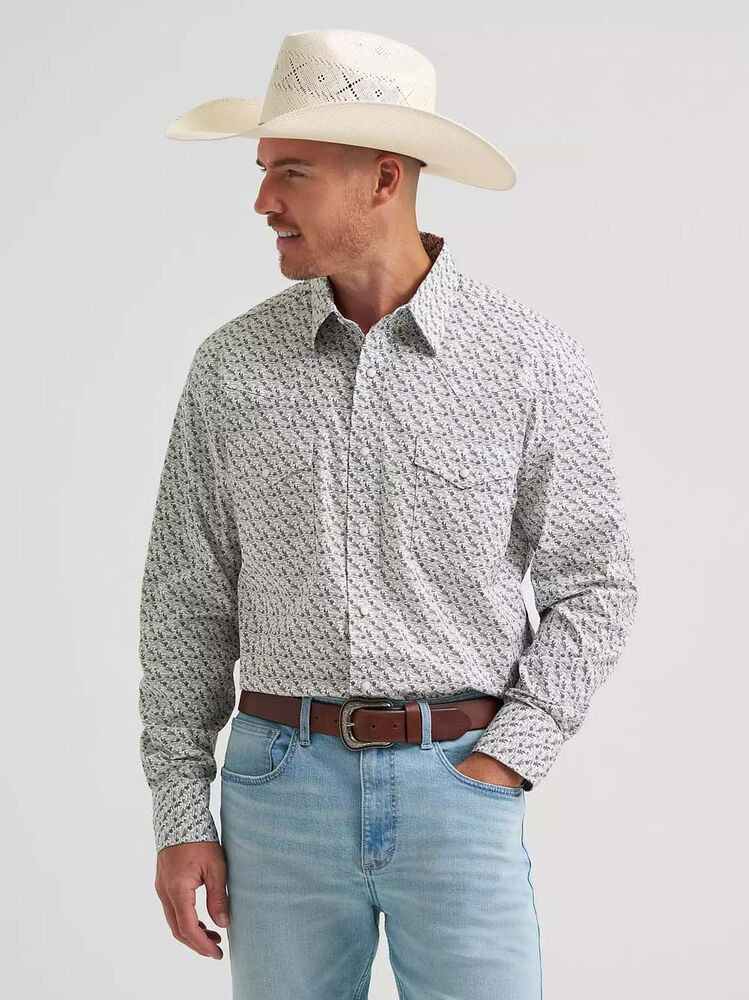 image of Men's 20X Competition Advanced Comfort Snap Button Short Sleeve Shirt, Olive Cacti