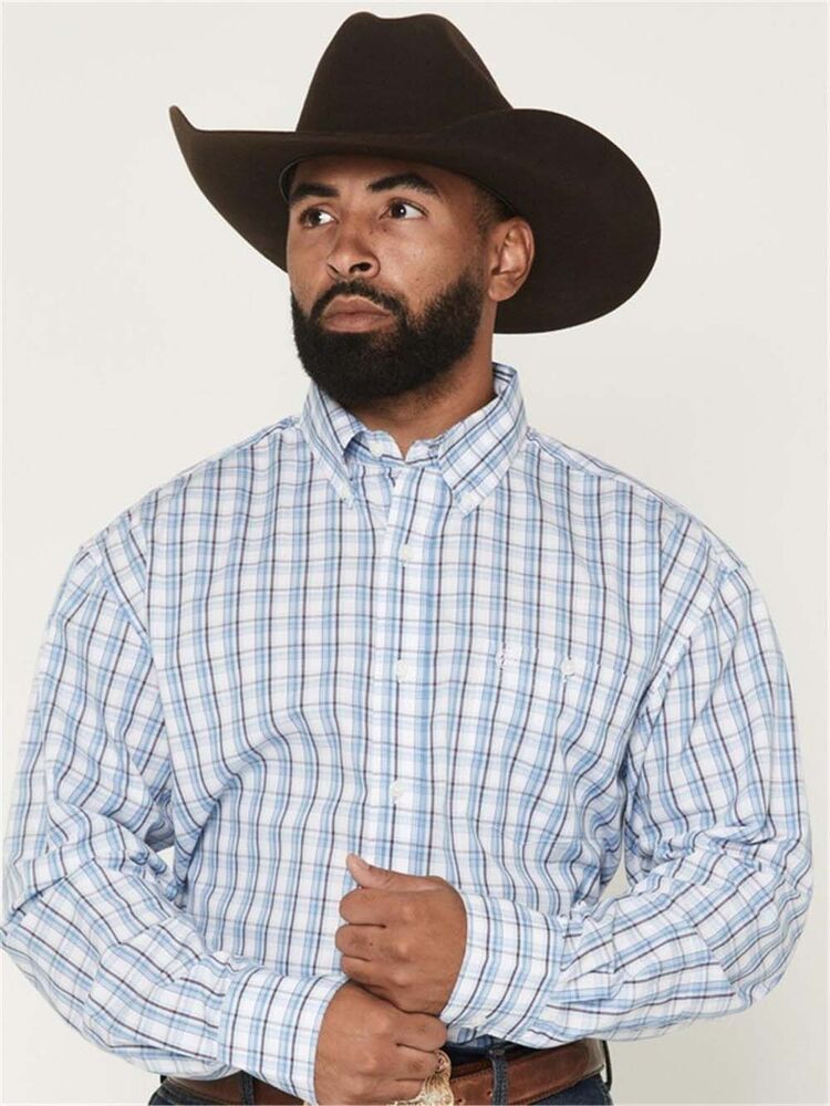 image of Men's Button Down Long Sleeve Shirt, Blue