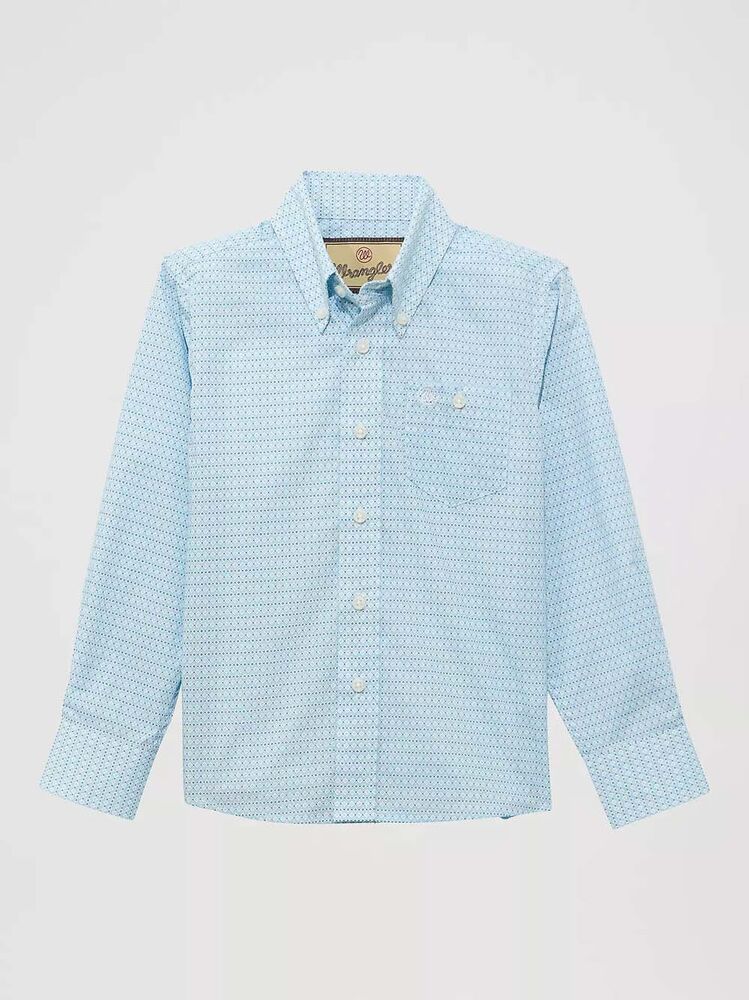 image of Boy's Classic Button Down Shirt, Diamond Blue