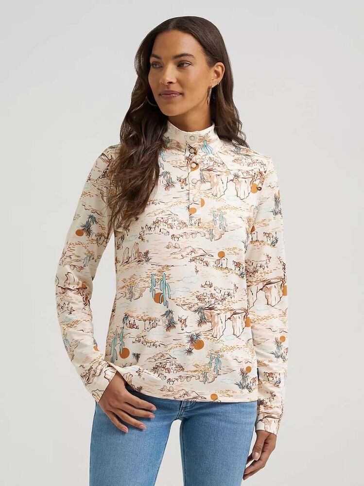 image of Women's Skye Performance 1/4 Snap Button Pullover, Cream