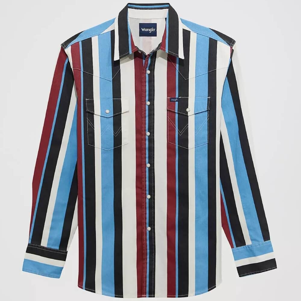 image of Boy's Brushpopper Western Snap Long Sleeve Shirt, Blue Raspberry