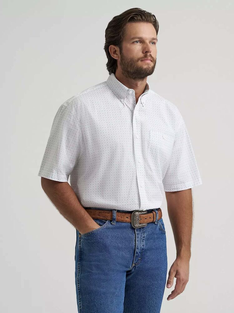 image of Men's George Strait Button Down Short Sleeve Shirt, Kaleidoscope