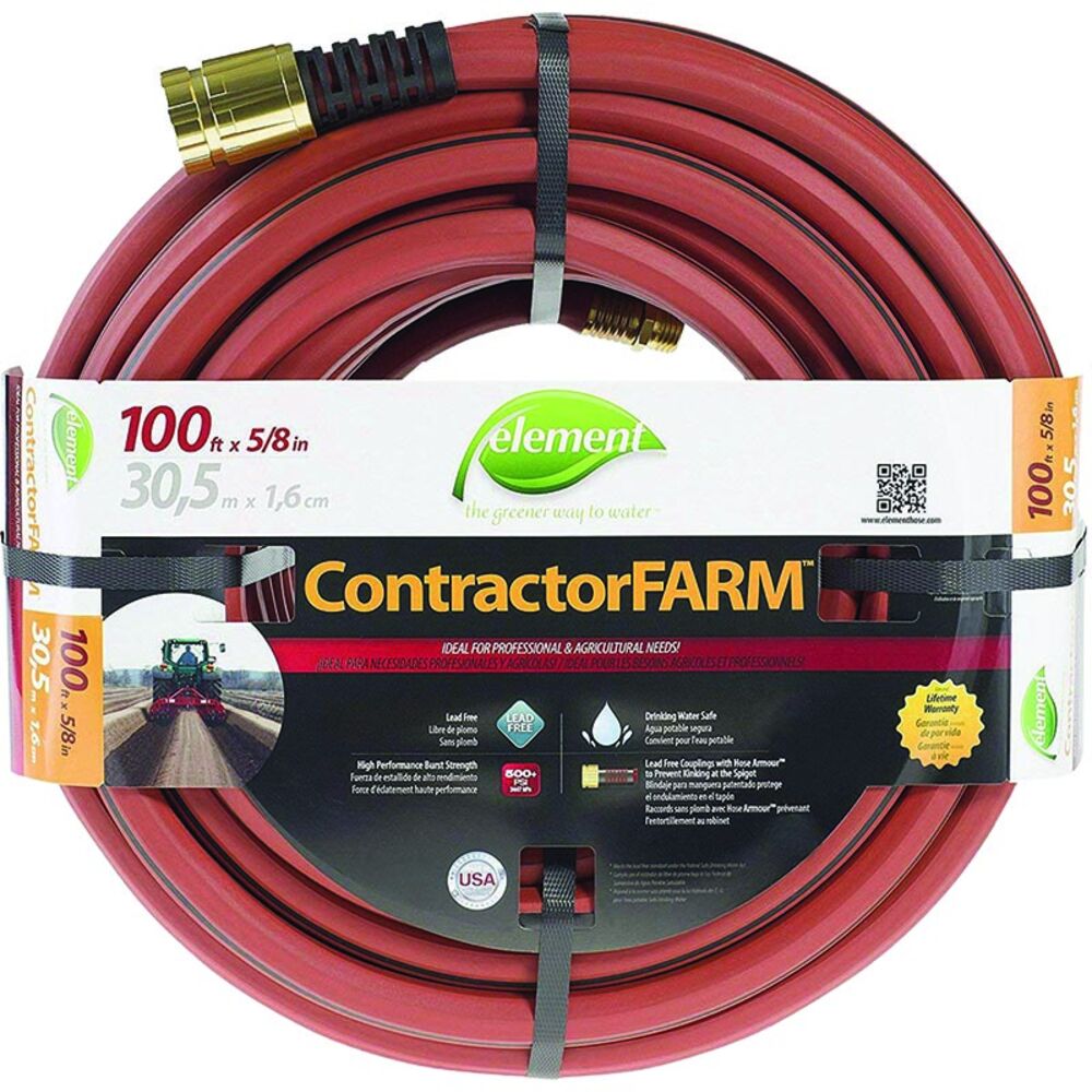 image of Element Farm and Commercial Duty Clay Water Hose, 5/8-in X 100-ft