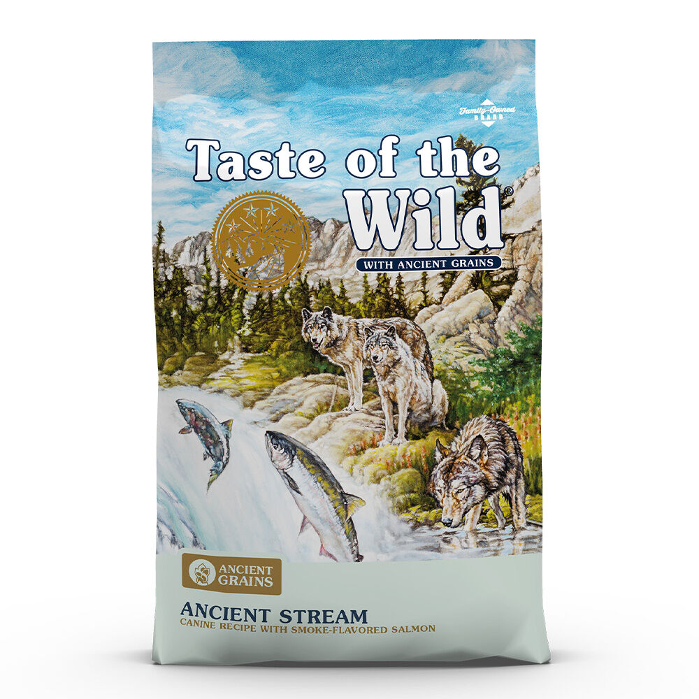 image of Taste of the Wild Dry Dog Food- Ancient Stream, Smoke-Flavored Salmon and Ancient Grains, 5 lb