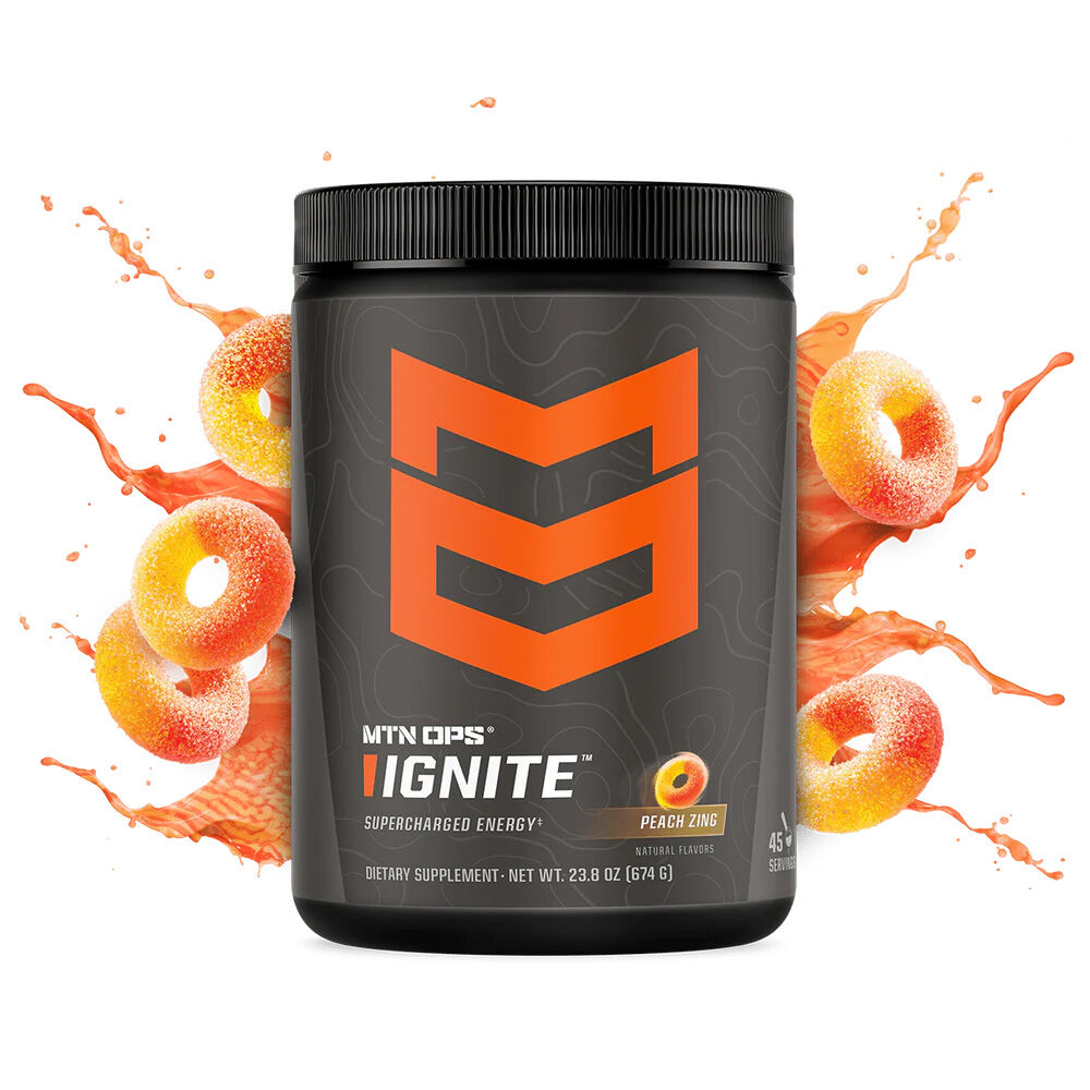 image of IGNITE Energy Drink Powder, 45 Servings, Peach Zing