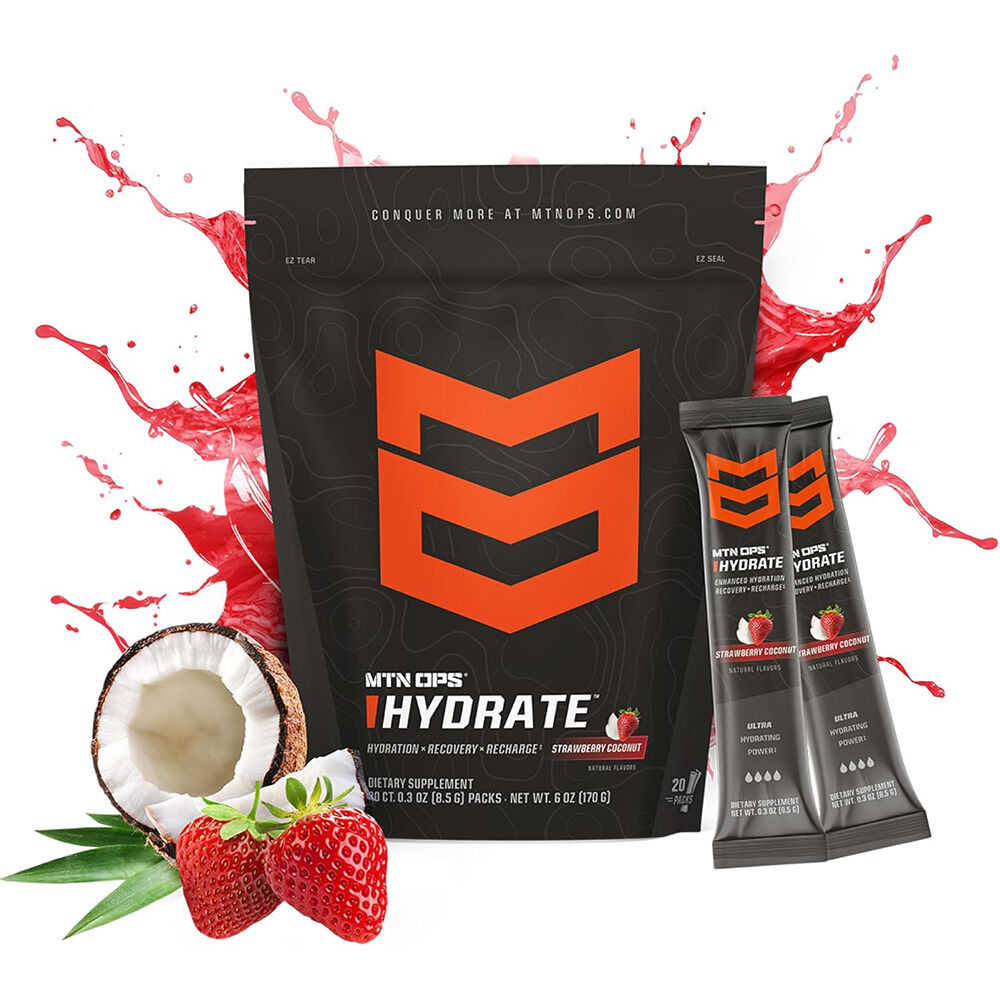 image of HYDRATE Electrolyte Drink Mix, 20 pk, Strawberry Coconut