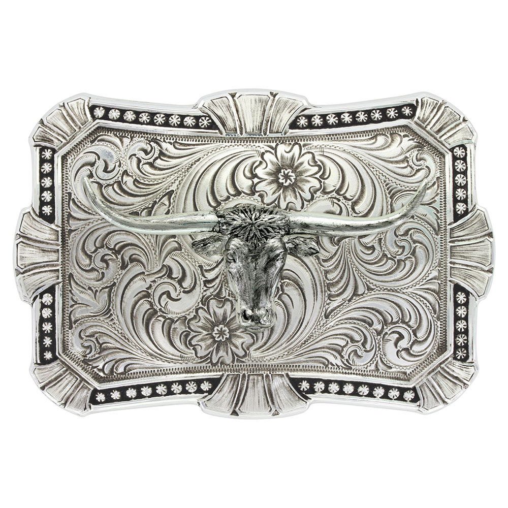 image of Antiqued Trailblazer Buckle with Longhorn