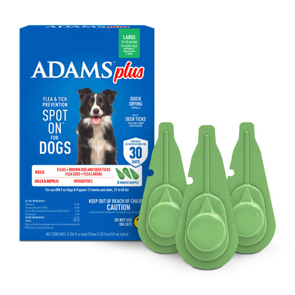 image of Flea and Tick Spot On for Dogs, Large Dogs 31-60 Pounds, 3 Month Supply, With Applicator