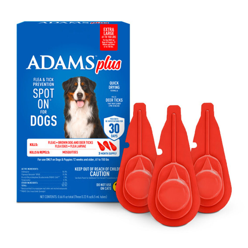 image of Flea and Tick Spot On for Dogs, X-Large Dogs 61 to 150 Pounds, 3 Month Supply, With Applicator