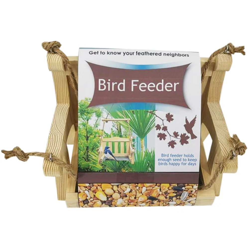 image of Wood Bird Feeder with Jute Rope