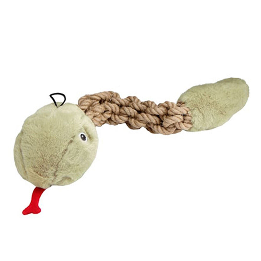 image of Eco Pet Hemp Rope Rattle Snake Plush Dog Toy