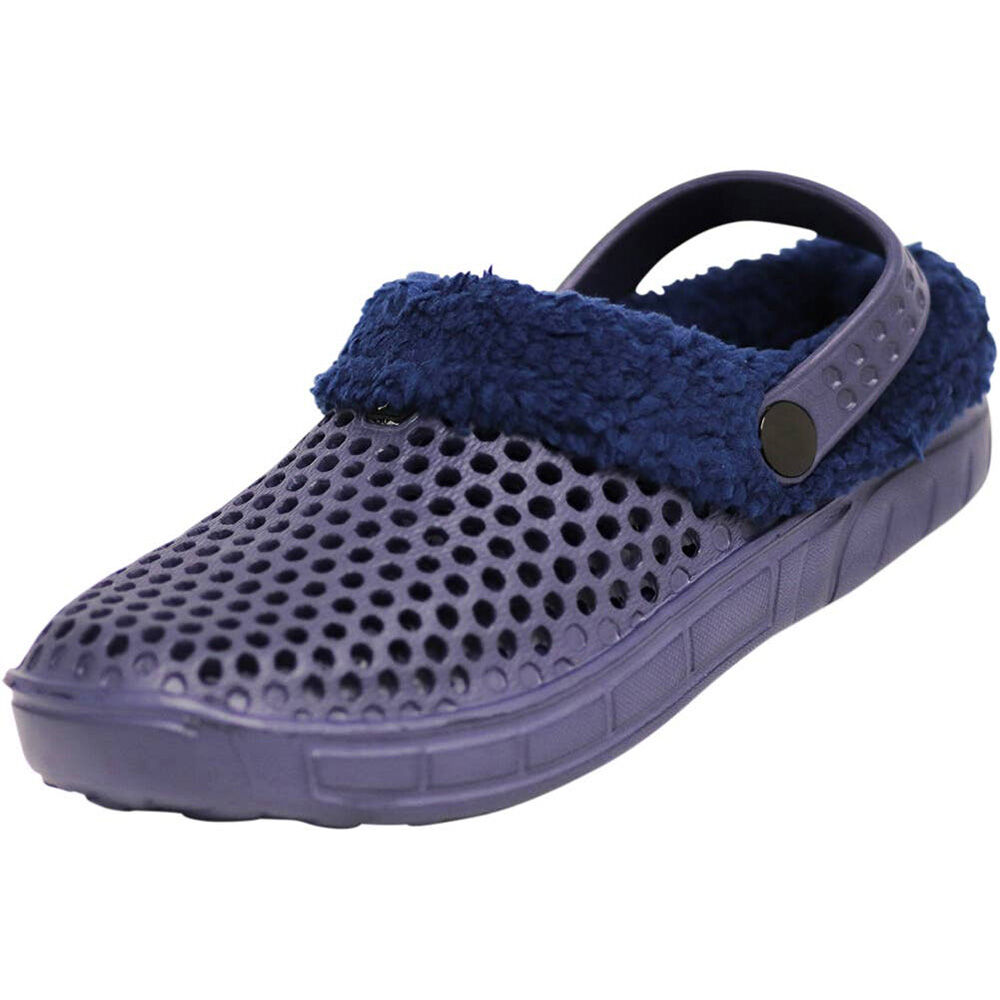 image of Boys' 12-4 Navy Fleece Clogs