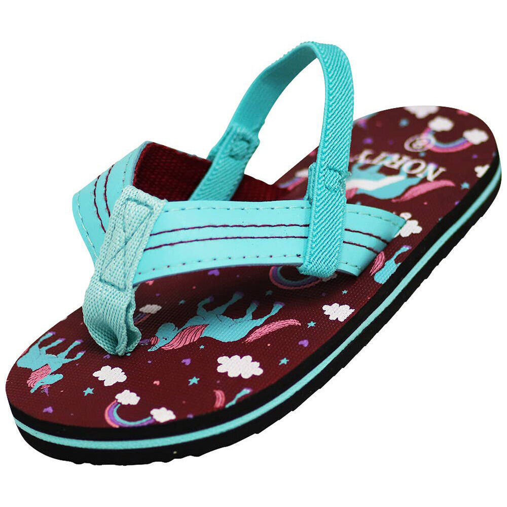 image of Girls' 5-10 Unicorn Flip Flops