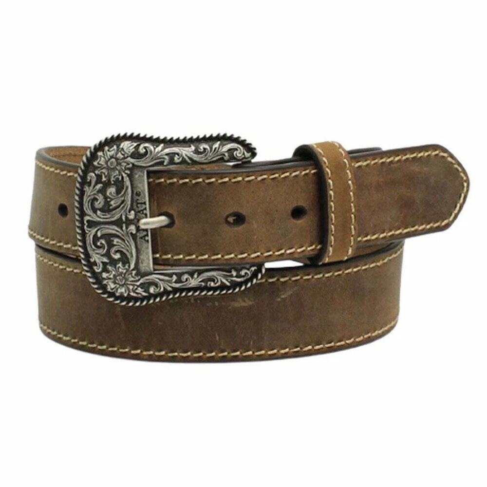 image of Women's Plain Distressed Brown Leather Belt