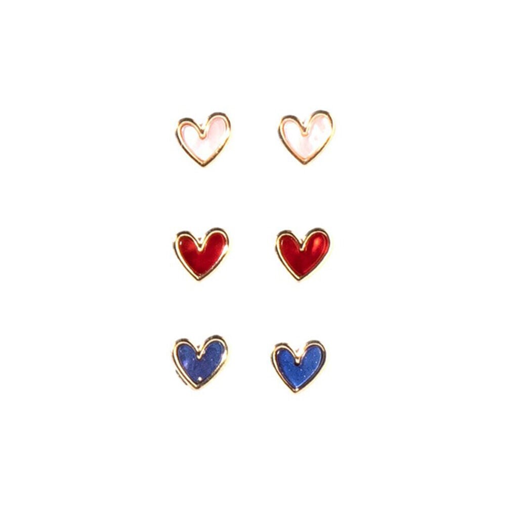 image of Women's Heart Stud Earrings, 3 pk