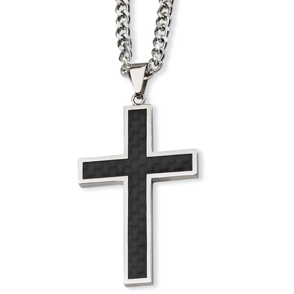 image of Men's Gunmetal Cross Necklace