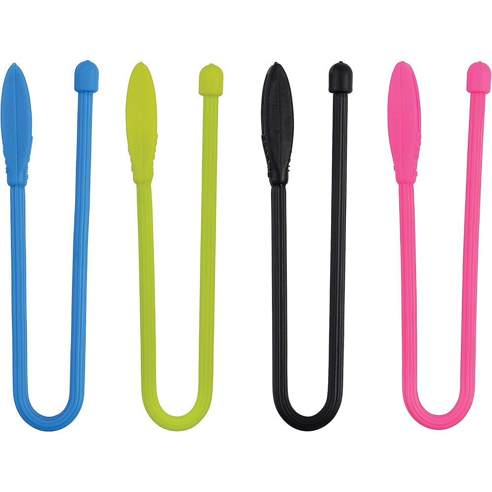 image of 6 in Reusable Rubber Twist Tie with Stretch Loop, Assorted Colors, 4 pk
