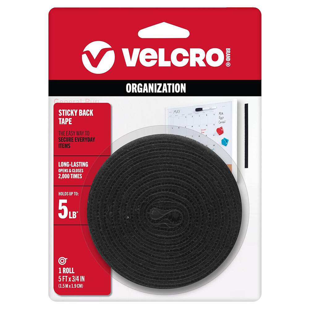 image of 3/4 in x 5 ft Black Sticky Back Tape Roll