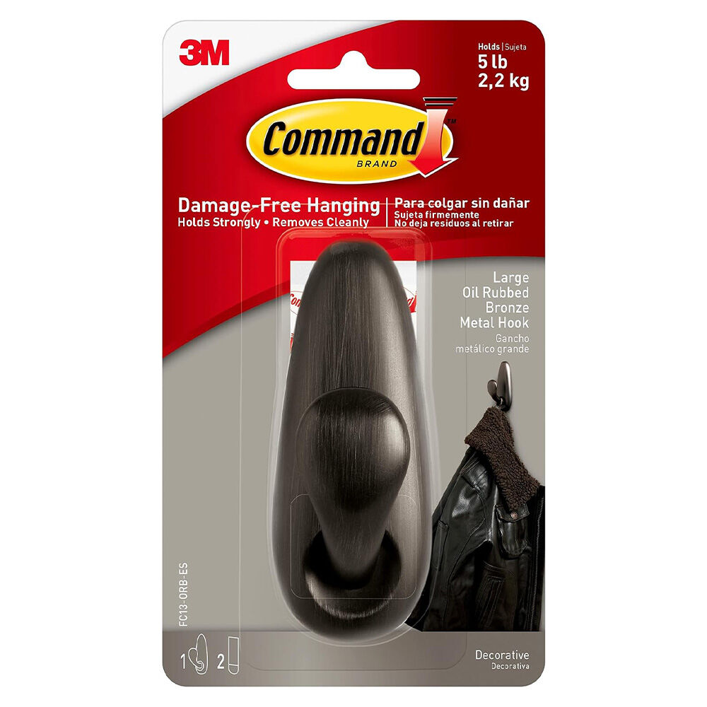 image of Command Large Oil Rubbed Bronze Decorative Hook