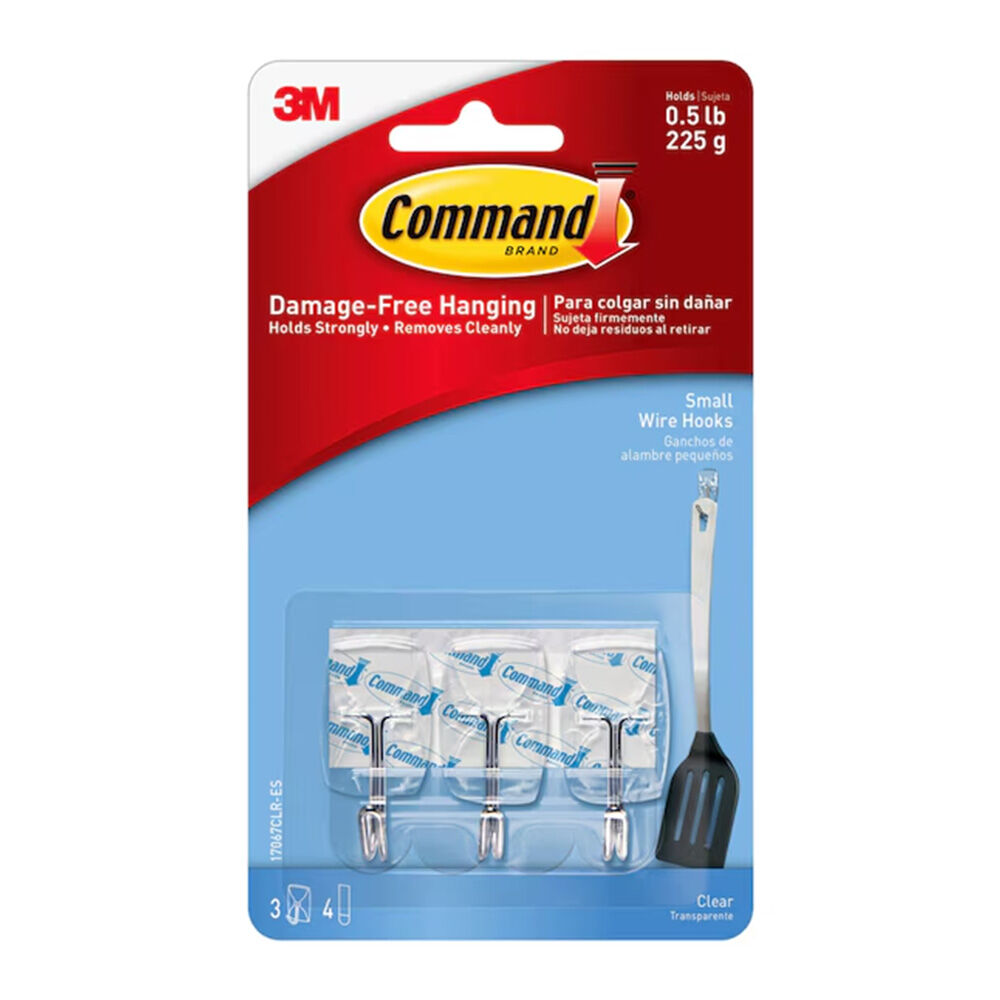 image of Command Small Clear Wire Hooks, 3 pk