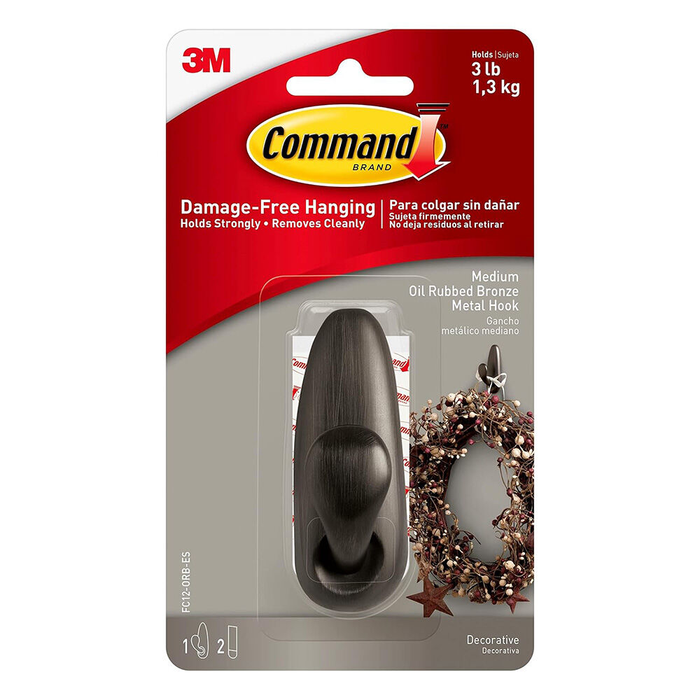 image of Command Medium Oil Rubbed Bronze Decorative Hook