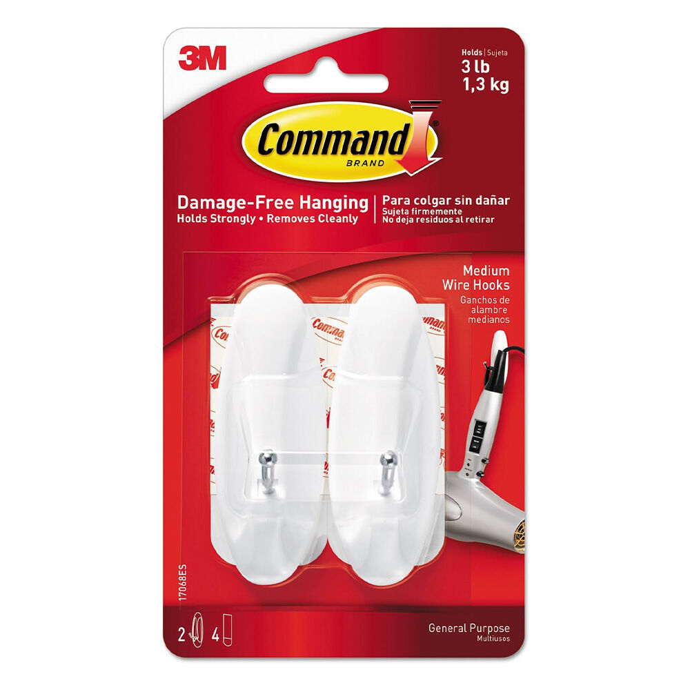 image of Command Medium White Wire Hook, 2 pk