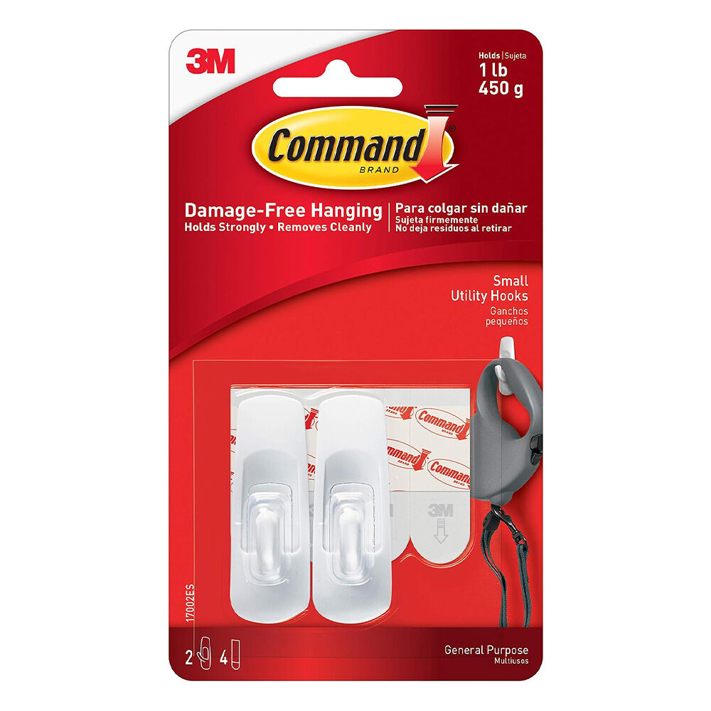 image of Command Small White Utility Hooks, 2 pk