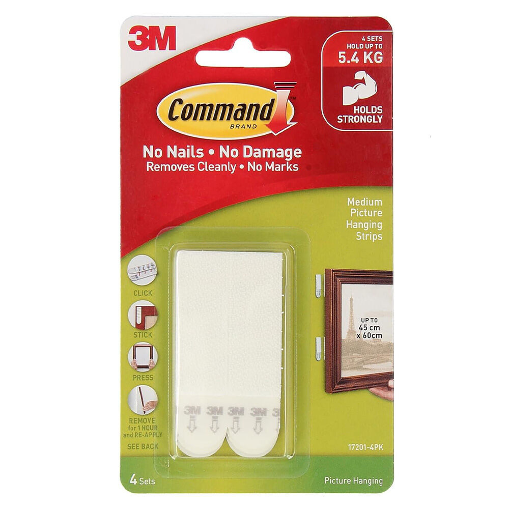 image of Command Medium White Picture Hanging Strips, 4 pk