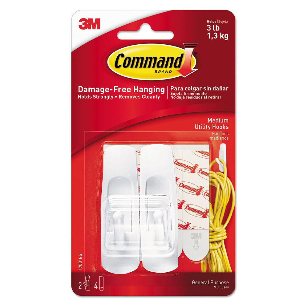 image of Command Medium White Utility Hooks, 2 pk