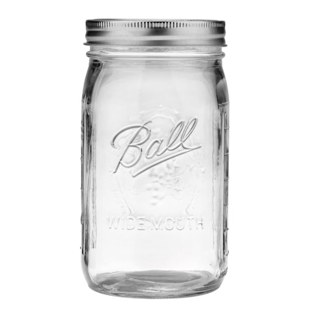 image of Wide Mouth Glass Mason Jar, 32oz, 12 pk