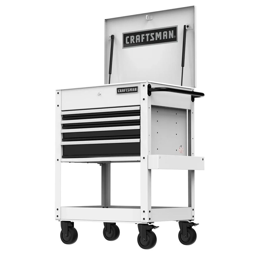 image of Rolling Utility Cart Storage Cabinet, White