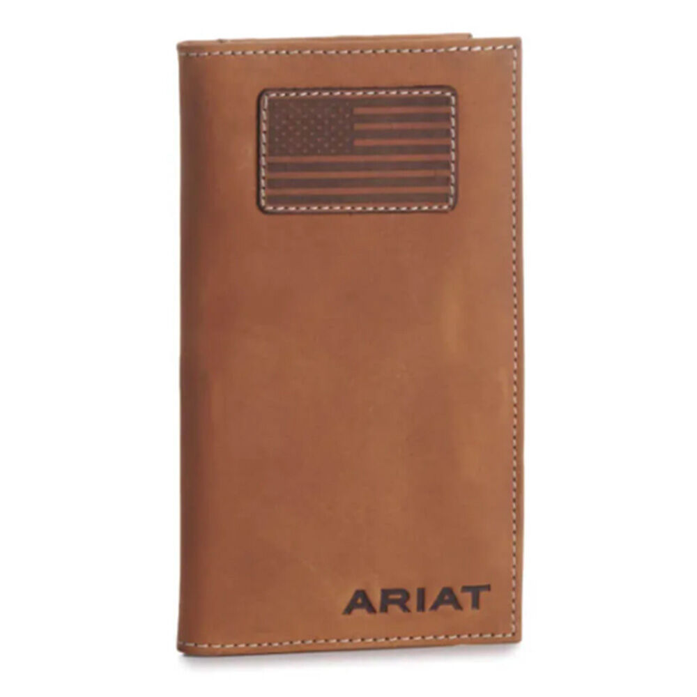 image of Mens Leather Flag Patch Rodeo Bi-Fold Wallet