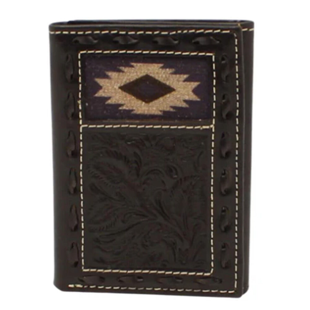 image of Men's Leather Southwestern Tri-Fold Wallet