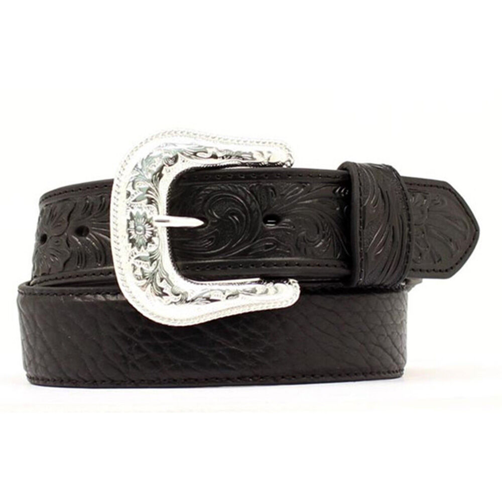 image of Men's Tooled Bullhide Leather Belt
