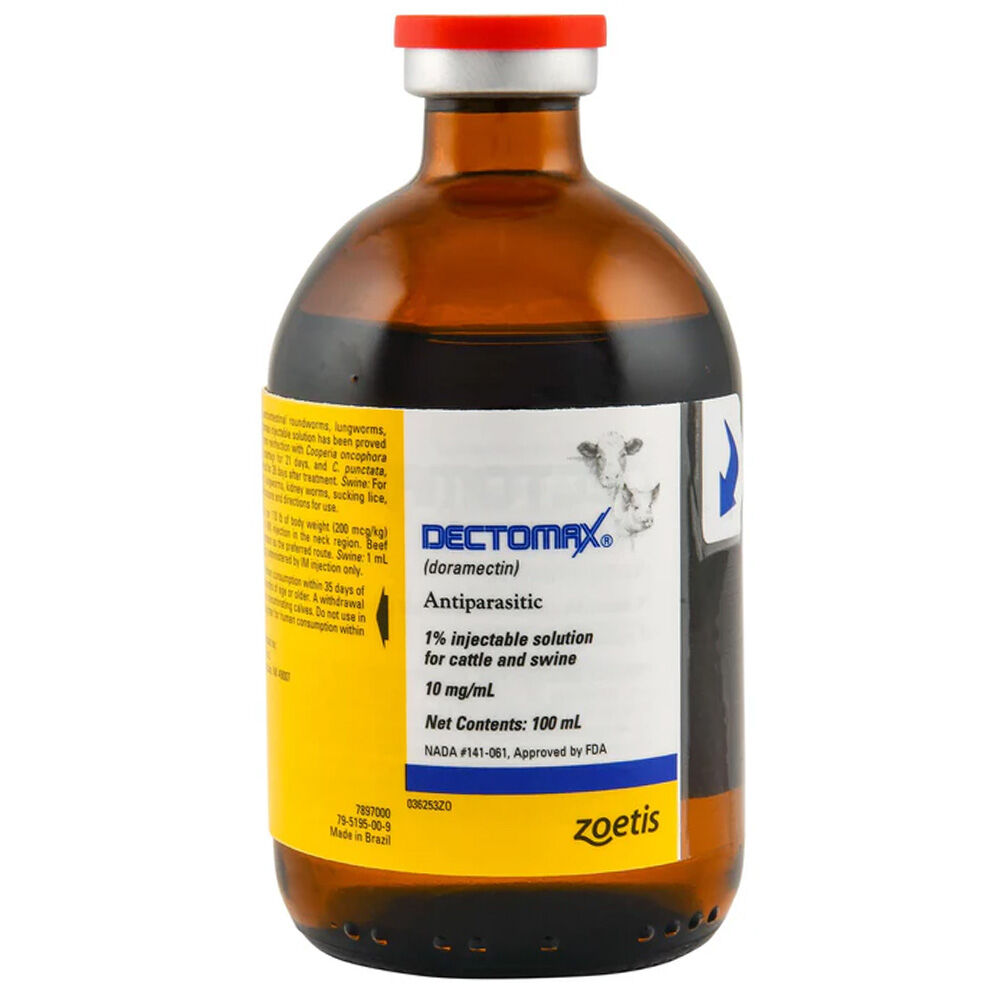 image of Dectomax 1% Injectable Wormer and Injectable Syringe, 100 mL