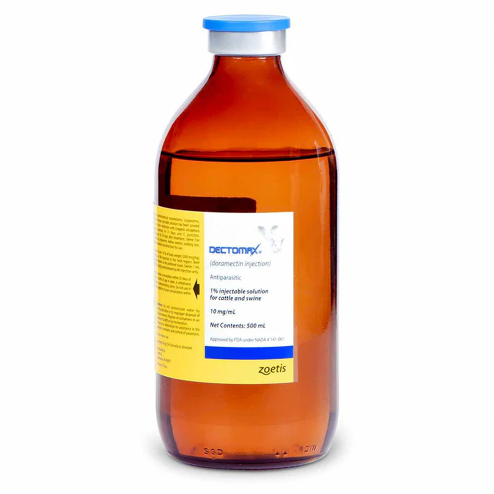 image of Dectomax 1% Injectable Wormer and Injectable Syringe, 500 mL