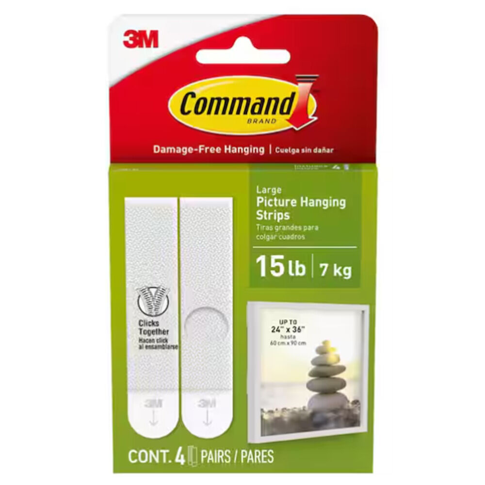 image of Command Large White Picture Hanging Strips, 4 pk