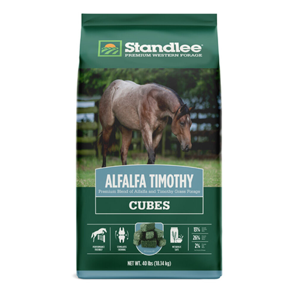 image of Premium Alfalfa/Timothy Hay Cube Horse Feed- 40 lb