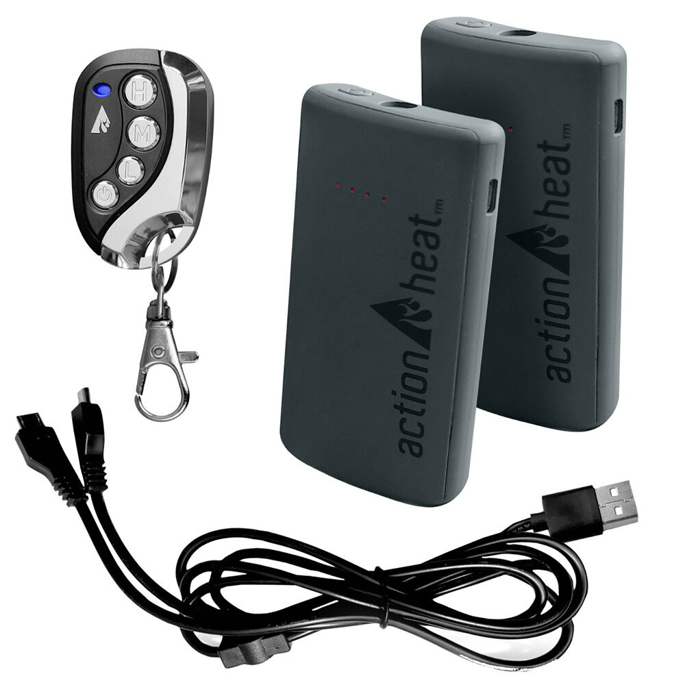 image of ActionHeat 3.7V Rechargeable Battery Kit for Socks (2 battery, 1 charger), Black