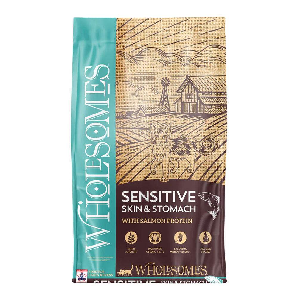 image of Dry Cat Food, All Life Stages Sensitive Skin and Stomach Salmon Recipe, 10 lb