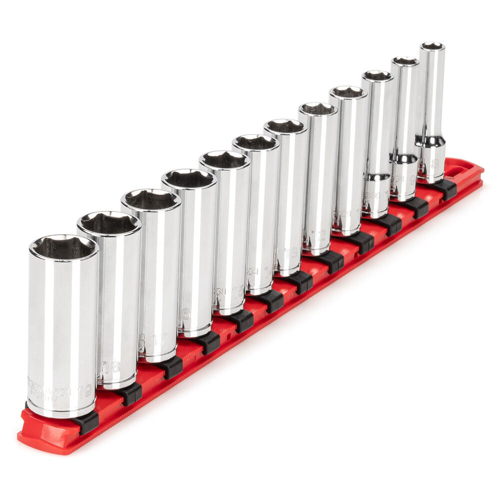 image of 3/8 in Drive Deep 6-Point Socket Set with Rail, 12 pc